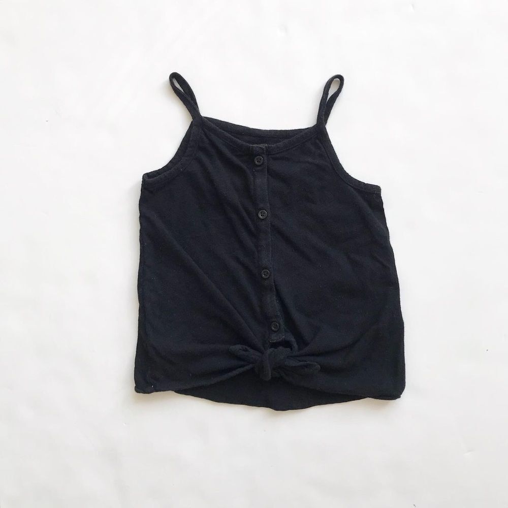 Old Navy black front tie button front tank EUC 5T